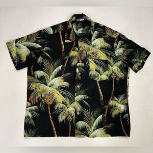 Ron Jon All Over Palm Tree Print Hawaiian Shirt Men XXL Black Short Sleeve